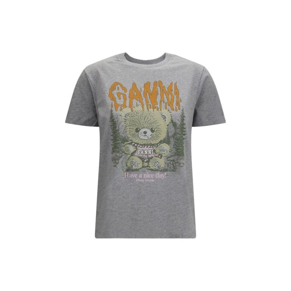 Ganni Gray Cotton Women's T-Shirt
